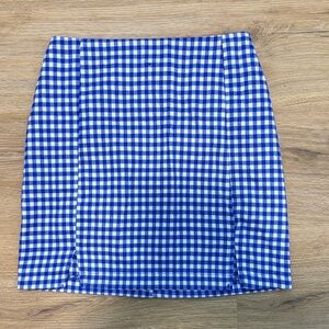 Love on a Hanger Blue and White Gingham Pencil Skirt